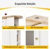 360°drehbarer Schrank mit Seitenregal, 4 Schubladen, MDF-Holzoptik, Kombinationsschrank mit Stauraum, Vitrine fürs Wohnzimmer, 102cmx105cmx39cm, Weiß Bild 5