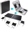 Goods+Gadgets Klapptisch Höhenverstellbarer Tisch Set mit 4 Stühlen Klapptisch Camping&Garten (Mehrzwecktisch, Campingtisch Markttisch), Multifunktionstisch mit 4 Stühlen - Schwarz Bild 3