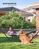 Songmics Hängematte mit Gestell, 210x150 cm, auf 5 verschiedene Höhen verstellbar, Gestell aus Metall, bis 240 kg belastbar, für Garten, schwarzes Gestell und graue Hängematte Bild 2