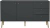 Dmora Kommode Erina, Wohnzimmerbuffet, Wohnzimmer-Sideboard, Moderne Küchen-Speisekammer, 147x39 h82 cm, Grau Bild 5