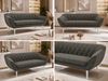 Sofa, Wohnzimmersofa PIRS 3, Skandinavisches Sofa 3-Sitzer, Sofa mit Wellenfederung, weiße Füße, Breite 180 cm Hoher Sitzkomfort - Dunkelgrau Velvet Bild 2