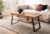 Couchtisch 100 x 40 x 41 cm Sofatisch Braun mit Fischgrät-Muster, Design Wohnzimmertisch Rechteckig, Loungetisch Modern mit Ablage, Kaffeetisch mit Metallgestell Bild 3