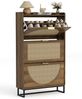 FiveWillowise Schuhschrank Schmal, Schuhaufbewahrung, Schuhablage & Schuhkommode (1-St) Rattan Schuhregal mit 3 Klappen, 80x24x135,5 cm Bild 3