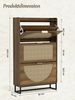 FiveWillowise Schuhschrank Schmal, Schuhaufbewahrung, Schuhablage & Schuhkommode (1-St) Rattan Schuhregal mit 3 Klappen, 80x24x135,5 cm Bild 2