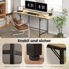 Klappbarer Computertisch 170x58 cm – faltbar, mit Rückbrett, Holzoptik und schwarzen Metallbeinen Bild 3