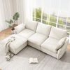 Merax 222cm Ecksofa mit Ottomane (inkl. 1 Hocker), 3-Sitzer Sofa aus Chenille, Beige Bild 5