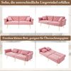 Merax 2-Sitzer-Schlafsofa – Samtbezug, Rückenlehne mit 3-stufiger Verstellung & vergoldete Metallfüße Stilvolles Sofa mit Schlaffunktion, Rosa Bild 5