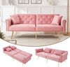 Merax 2-Sitzer-Schlafsofa – Samtbezug, Rückenlehne mit 3-stufiger Verstellung & vergoldete Metallfüße Stilvolles Sofa mit Schlaffunktion, Rosa Bild 2