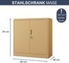 Aktenschrank abschließbar BEATA - 3 Ebenen verstellbar, Flügeltüren | Metallschrank Werkstatt Mehrzweckschrank Büroschrank aus Stahl Werkzeugschrank, 93x90x40cm Beige Bild 2