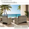 tectake Lounge Gartenmöbel Set Poly Rattan für den Garten, Möbel für den Balkon, 12-teilige Garten Lounge (wetterfest), Essgruppe mit Outdoor Sofa, Sessel und Tisch für 4 Personen (Natur/Dunkelgrau) Bild 3