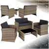 tectake Lounge Gartenmöbel Set Poly Rattan für den Garten, Möbel für den Balkon, 12-teilige Garten Lounge (wetterfest), Essgruppe mit Outdoor Sofa, Sessel und Tisch für 4 Personen (Natur/Dunkelgrau) Bild 4