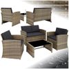 tectake Lounge Gartenmöbel Set Poly Rattan für den Garten, Möbel für den Balkon, 12-teilige Garten Lounge (wetterfest), Essgruppe mit Outdoor Sofa, Sessel und Tisch für 4 Personen (Natur/Dunkelgrau) Bild 5
