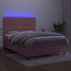 vidaXL Boxspringbett mit Matratze & LED Rosa 140x200 cm Samt 3136190 Bild 4