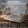 Bellabino 'Abia' Hausbett 90x200 cm, weiß, Kiefer Massivholz, Montessori Kinderbett mit Rausfallschutz und Lattenrost Bild 3