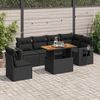 vidaXL 7-tlg. Garten-Sofagarnitur mit Kissen Schwarz Poly Rattan 3327156 Bild 1