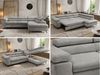 MKS Möbel 'Pablo L-Form' Ecksofa mit Schlaffunktion, verstellbare Kopfstützen, Hellgrau, Samt, Visco Topper, Rechts Bild 2
