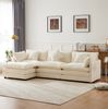 Ecksofa Chenille mit beweglichem Fußhocker, 283 x 147 x 84 cm, Beige Bild 3
