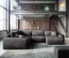 Wohnlandschaft Lanzo 300x210 cm Lederimitat Vintage Anthrazit Recamiere variabel mit Hocker Bild 2