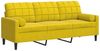 vidaXL 3-Sitzer-Sofa mit Zierkissen Gelb 180 cm Samt 3278235 Bild 2