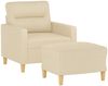 vidaXL Sessel mit Hocker Creme 60 cm Stoff 3201067 Bild 3