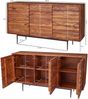 Sideboard WL5.635 Sheesham Massivholz 150 x 81 x 41 cm Landhaus Kommode, Design Anrichte Groß, Hoher Kommodenschrank mit 3 Türen Holz Massiv, Standschrank Wohnzimmer Modern Bild 4
