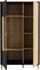 Stauraumvitrine >FIXSMILE< 2 Türen, Mauvella Eiche Dekor / Schwarz - 93,3x158,2x41,5cm (BxHxT) Bild 4