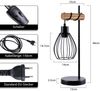 ZMH Tischlampe Wohnzimmer Vintage Tischleuchte Holz: Schwarz Nachttischlampe 1 flammig im Industrial Design aus Metall E27 Fassung Retro Nachttischleuchte für Schlafzimmer Hotel - ohne Leuchtmittel Bild 2