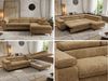 MKS Möbel 'Pablo L-Form' Ecksofa mit Schlaffunktion, verstellbare Kopfstützen, Hellbraun, Schenille grob, T25 Topper, Rechts Bild 2