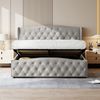 PXloue Polsterbett Hydraulisches Stauraumbett Doppelbett, mit Kopfteil und Lattenrost, Beige, Samt, 140x200 cm Bild 3