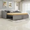 Schlafsofa, 90x200 cm/180x200 cm, Ausziehbett mit Bettfunktion, inkl. Lattenrost, Bezug aus Samt, Einzelbett, Doppelbett, Jugendbett Bild 3