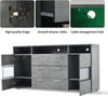Sideboard, modern mit LED-Beleuchtung & transparenten Acryltüren, 2 Türen, 3 Schubladen & offenem Stauraum, MDF, Grau, Länge 140 cm Bild 4