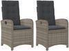 vidaXL Gartensessel mit Kissen 2 Stk. Verstellbar Grau Poly Rattan 365171 Bild 2