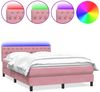 vidaXL Boxspringbett mit Matratze & LED Rosa 160x220 cm Samt 3317228 Bild 2
