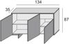Dmora Sideboard Arius, Wohnzimmer-Sideboard, Wohnzimmer-Buffet mit 3 Türen und 1 Schublade, 100 % Made in Italy, 134 x 35 x 87 cm, Weiß und Eiche Bild 4