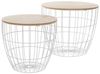 elbmöbel Couchtisch Beistelltisch SET Metall Luise (FALSCH), Tabletttisch:2er Set Metallkorb 47x40x47 cm weiß holz Bild 3