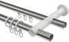 Rundrohr-Innenlauf-Gardinenstangen-Set Platon Luino 180 cm, 2-läufig, 20 mm Ø Edelstahl-Optik Bild 3