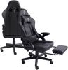 Gaming Stuhl im modernen Racing-Design mit ausziehbarer Fußstütze Gaming Chair mit verstellbaren Design Armlehnen ergonomischer Schreibtischstuhl mit extra Stützkissen Schwarz Bild 4