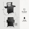 BURNHARD® Gasgrill Big FRED Base, 4 Edelstahlbrenner, Piezo-Zündung, Edelstahlrost, für 15 Personen, Schwarz, 70x41,5 cm Grillfläche Bild 3