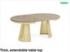 MEBLINI Esstisch Rund Ausziehbar aus Metall - 120-196x76 cm - CONEY - Cremona Terracotta Eiche/Golden - Loft - Esszimmertisch Modern - Küchentisch - Ausziehtisch - Round Dining Table Bild 2