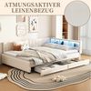 SeedWave Daybett Polsterbett mit Schubladen, Leinenbezug, LED-Beleuchtung, Ladefunktion, 140x200 cm Stauraumbett mit Schubladen und Regalfächern Bild 3