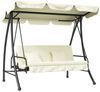 Outsunny Hollywoodschaukel 2 in 1 mi Liegefunktion, verstellbarem Sonnendach, belastbar bis 240kg, 3-Sitzer, Bettfunktion, 3-Sitzer Gartenschaukel, 1 tlg, Schaukelbank, für Garten, Terrasse, 200x125x170 cm, Cremeweiß Bild 5