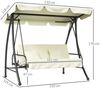 Outsunny Hollywoodschaukel 2 in 1 mi Liegefunktion, verstellbarem Sonnendach, belastbar bis 240kg, 3-Sitzer, Bettfunktion, 3-Sitzer Gartenschaukel, 1 tlg, Schaukelbank, für Garten, Terrasse, 200x125x170 cm, Cremeweiß Bild 2