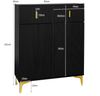 Merax Eleganter Sideboard/Schuhschrank mit Strukturpaneelen, verstellbaren Einlegeböden und vergoldeten Verzierungen, mit Schubladen, Schwarz Bild 4