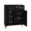 Merax Eleganter Sideboard/Schuhschrank mit Strukturpaneelen, verstellbaren Einlegeböden und vergoldeten Verzierungen, mit Schubladen, Schwarz Bild 5