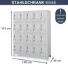 Schließfachschrank Spind ROBERT - 20 Fächer, Etikettenhalter Lüftungsschlitze | Wertfachschrank Umkleideschrank Metall Kleiderspind, 172x136x45cm Grau Bild 2