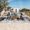 Merax Gartenlounge-Set Modulare Sitzgruppe mit Metallrahmen, Terrassenmöbel aus Kunstholz, (5-tlg), 5-Sitzer Gartenmöbel-Set mit Sofa, Liegestuhl, Hocker, Sessel, Tische Bild 3