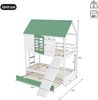 Merax Etagenbett 90x200cm mit Ausziehbett, Kinderbett Hausbett mit Rutsche, Hochbett mit Dach und Fenstern, Stockbett mit Rausfallschutz, Weiß+Grün Bild 4