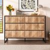 Sideboard, Kombination aus Schwarz und Naturholztönen mit Metallbeinen und erhöhten Türen, Holz+Metall, Schwarz+Natur Bild 2
