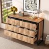 Sideboard, Kombination aus Schwarz und Naturholztönen mit Metallbeinen und erhöhten Türen, Holz+Metall, Schwarz+Natur Bild 3