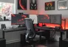 SyberDesk Gaming Eckschreibtisch V2 LED, 197 x 132 cm, RGB Gaming Tisch L-Form, USB-HUB, Kabelmanagement, L-förmiger Computertisch, (rechts, schwarz) Bild 2